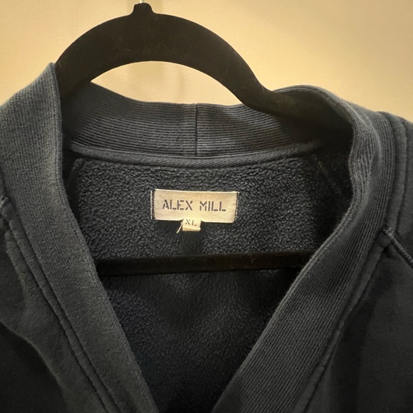 Alex Mill Fleece Cardigan David in Faded Navy - Picture 3 of 6